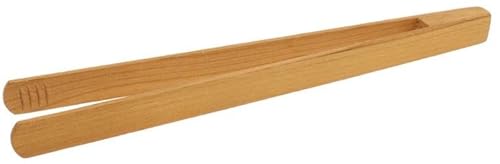 teemando® Grillzange aus edlem Kirsch-Holz, 30 cm, für Bratwurst, Steaks & Gemüse