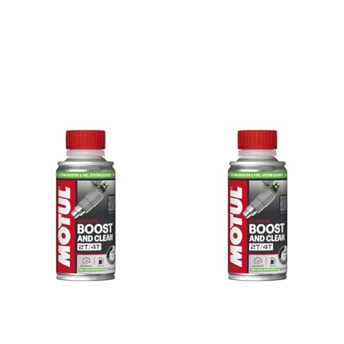 MOTUL Mejorador del Octanaje y Limpiador del Circuito de Gasolina, Motores 2T y 4T, Rendimiento, Reducción del Consumo, Ideal Antes de la Inspección Técnica, Boost and Clean Scooter, 100 ml