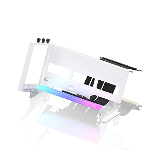 Support de Carte Graphique Blanc Inclinable Vertical avec LED ARGB et Riser PCIe 4.0 X16