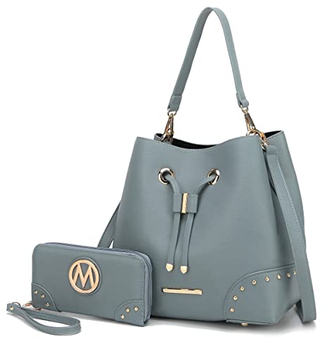 Image of MKF Collection Women's Bucket Bag With Wristlet Wallet, Vegan Leather Hobo Bag Handbag Set Crossbody Bag by Mia K
