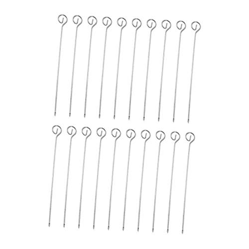 Mikikit 20Pcs Stainless Steel Barbecue Skewers Reusable Meat Skewers for Grilling Comfortable Grip for Outdoor Bbq Family Dinners and Parties