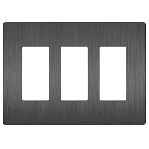 Image of LIDER Decorator Switch Cover, Screwless Wall Plate, Mid-Size 3-Gang 4.88 inch x 6.77 inch, LSWP-33M-BSG, UL Listed, Thermoplastic, Brushed Space Gray, 1-Pack