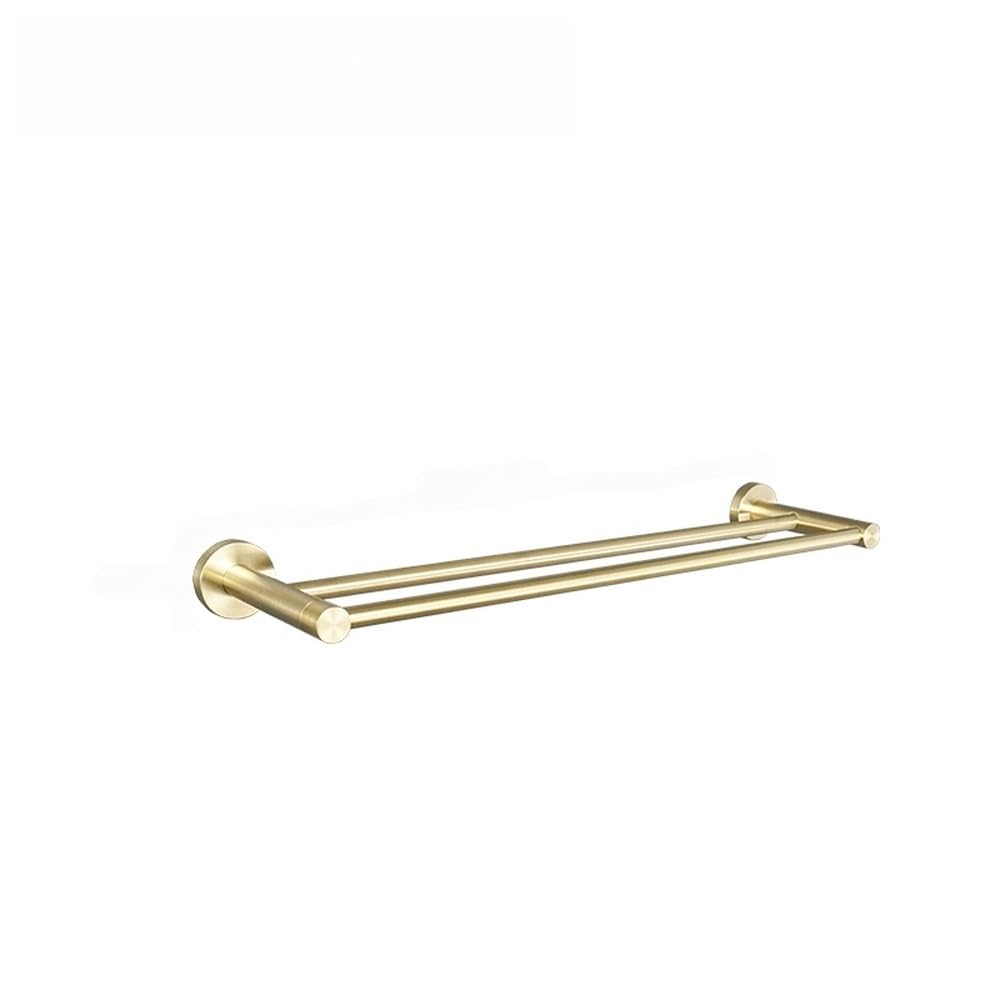 VVW&LIU Brushed Gold Stainless Steel Towel Bar Paper Holder Towel Rack Hook Soap Dish Toilet Brush Bathroom Hardware Accessories,Doub