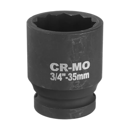 uxcell 3/4-Inch Drive 12 Point Impact Socket 35mm Metric Spindle Axle Nut Socket Driver Wrench for Auto Repair Easy Removal
