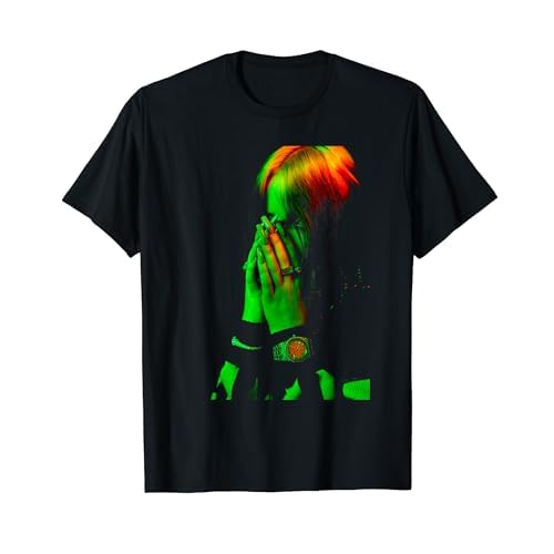 Foto oficial de Billie Eilish con cara de mano, color negro Camiseta