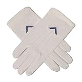 Worshipful Master's Square Masonic Embroidered Cotton Gloves - [White]