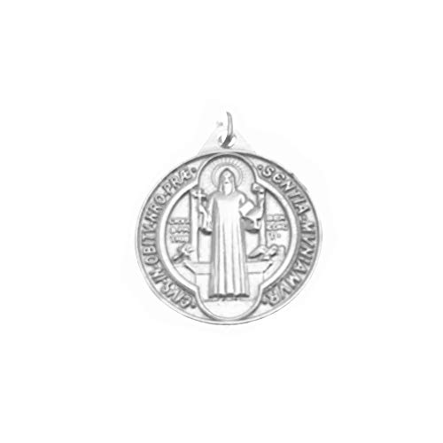 Médaille Saint Benoît en argent sterling pendentif chrétien pour homme et femme