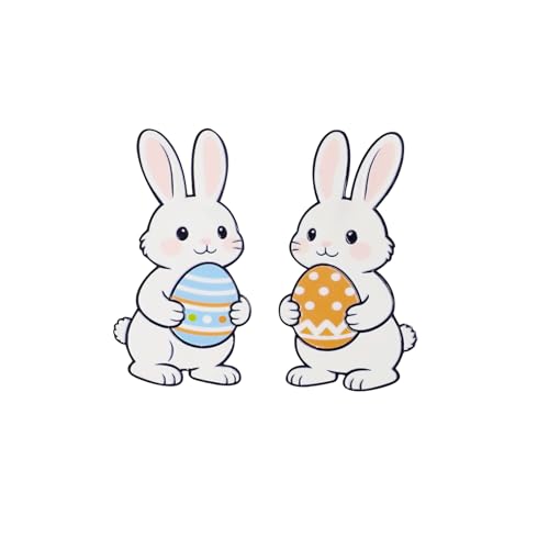 2 emblemas de vinilo 3D para coche con diseño impermeable de conejo de Pascua y huevos de colores