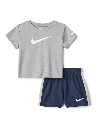 Image of Nike Baby Dri-FIT Swoosh Logo T-Shirt and Mesh Shorts 2-Piece Outfit Set