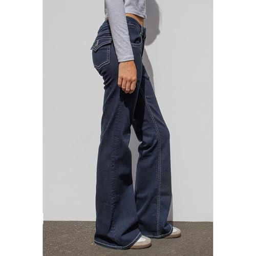 Women's Low Rise Flare Jeans Stretchy Straight Leg Baggy Denim Pants 90s Vintage Superlow Bootcut Jean Pants4