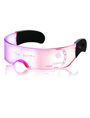 JIMIMORO Cool LED Light Up Glasses - 7 Color & 4 Modes Cyberpunk Futuristic Sunglasses Luminous Visor Glasses for Kid Adult