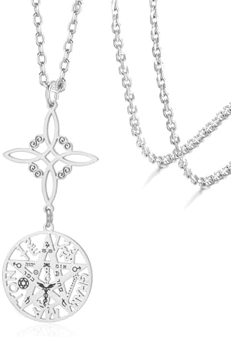 Collier Pendentif Nœud De Sorcière & Pentagramme En Acier Inoxydable - Symbole Mystique Homme Femme - Cadeau Bohemien