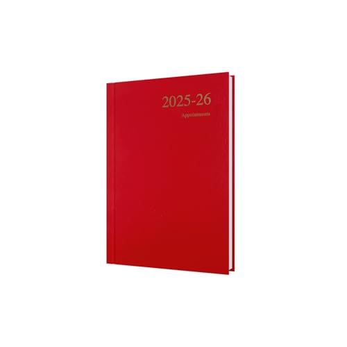 Collins 'Essentials' 12 Month Mid/Academic Year Planner, July 2025-July 2026 - Essa51M.15-2526 -Day-To-Page Appointments Diary, A5 Hard Cover, Red