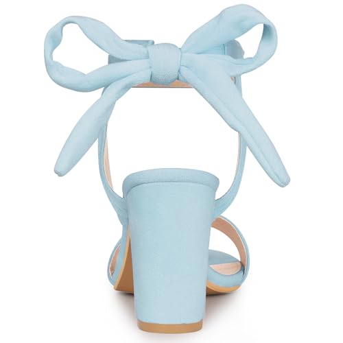 Allegra K Women Open Toe Ankle Tie Back Chunky Sky Blue Heel Sandals 9 M US by Allegra K - Used condition - Image 3