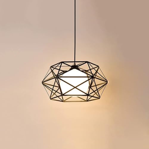 Lustre industriel suspension E27 en fer et abat-jour en verre pour plafond