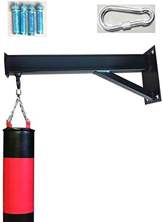 Heavy-Duty Wall-Mounted Punch Bag Bracket - Triangle Metal Hook for Indoor Home Use, 30CM Extension, Sturdy Black Design for MMA Training and Fitness