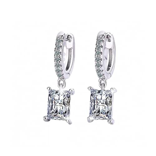 Boucles d'oreilles en argent 925 sterling et zircon rectangle d'une brillance haut de gamme