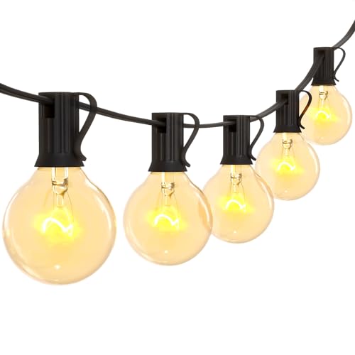 Outdoor String Lights | Waterproof G40 Tungsten String Lights Bulbs 50+2 Spare | 50FT for Garden, Patio, Party Decor | Connectable & Versatile