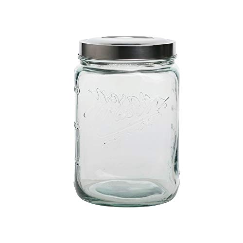 Mason Craft More Airtight Kitchen Food Storage Clear Glass Pop Up Lid Canister Large 36 Liter Pop Up Canister