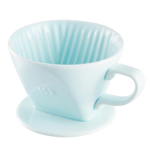 Joanolga Pour Over Coffee Dripper, Ceramic Pour Over Coffee Maker with 3 Holes Flat Bottom, Easy Manual Slow Brewing, Porcelain Slow Filter Cone for Home, Office, Gift, Size 2, GR