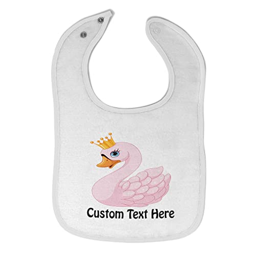 Custom Baby Bibs Burp Cloths Swan Princess Cotton Baby Items for Baby Girl & Boy White Custom Text Here
