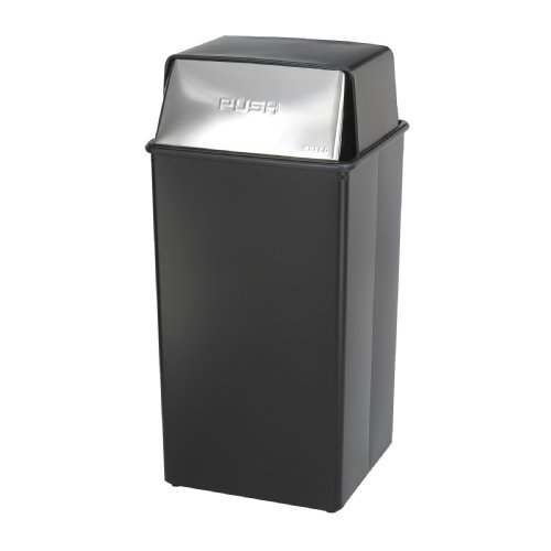 Image of Safco 9895 Reflections by Safco Push Top Waste Receptacle, 36-Gallon, Black