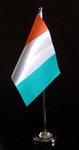 Ivory Coast Satin Desk Table Flag With Chrome Pole and Base