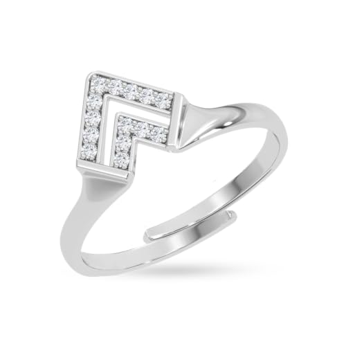 Image of Clara 925 Sterling Silver Minimal Adjustable Ring for Women Platinum Plated