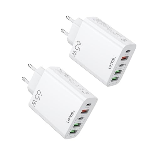 European USB C Charger 6.6A 2 Pack LiFiYiRc PD 20W & QC 3.0 Fast Charging Multi Ports 2 USB C 3 USB A Europe Plug Adapter Compatible for iPhone 17 16 15 14 13 12 11 Pro Max XS XR X Plus Samsung