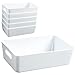 6x Ordnungsboxen - 6 cm hoch - WEIß - 20x12,5x6cm - 1,2 Liter - Ordnungskorb - Schubladenorganizer Schublade - Organizerbox - Ordnungssystem Kunststoff Aufbewahrung Bad Korb Schrank Schreibtisch Kiste