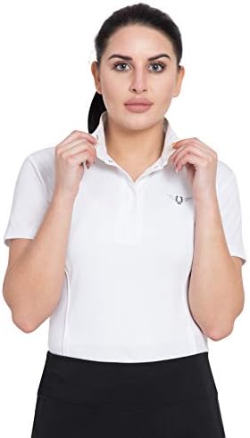 TuffRider Women's Kirby Kwik Dry Short Sleeve Show Shirt, White/White, 3X