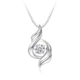 crayfomo Collar giratorio de circonio de latido del corazón de las mujeres-oro blanco cadena de clavícula dinámica, viaje diario y fecha accesorio, ideal para cumpleaños y regalo de San Valentín