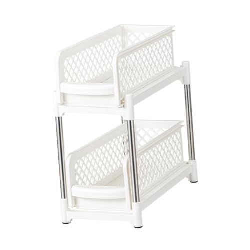 Alipis Convenient Kitchen Organizer Double Layer Shelf Bathroom Countertop Stable Easy to Clean