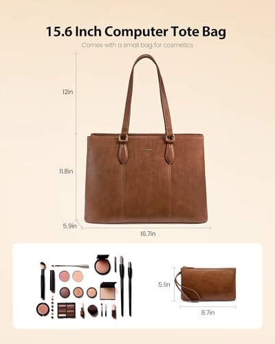 LOVEVOOK Laptop Tote Bag for Women,Work Tote with Wristlet,PU Leather Computer Bag for Teacher,Office, Daily3