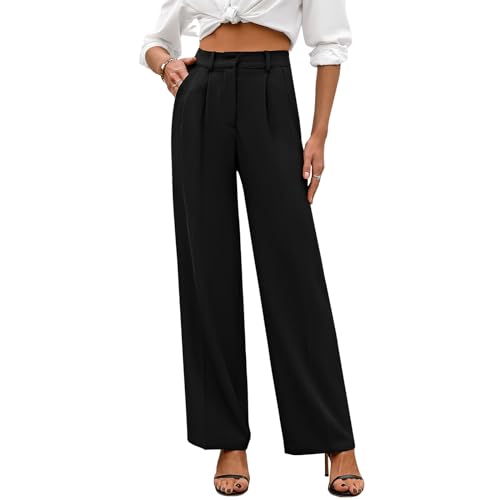 Wide Leg Pants | High Waisted Trousers with Pockets | Comfortable Work & Business Casual Pant