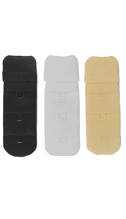 qoxolyz Women's Bra Hook and Eye Extender 1x3 Combo 3 - White Black Skin Set of 3-picture-19