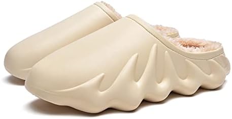 RUNSOON Christmas House Slippers for Men Women Outdoor Indoor Fuzzy Slippers Could Slide Slippers Memery Foam Sports Slippers, Beige W EU46