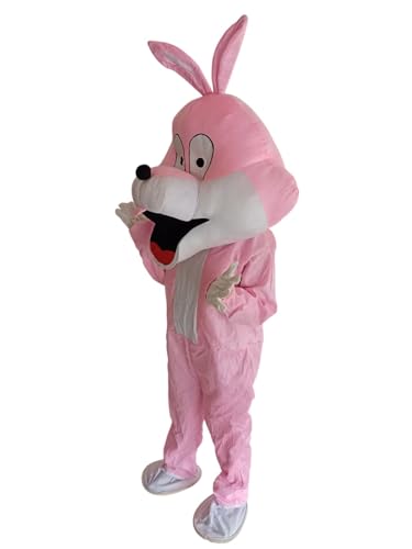 Image of Bookmycostume Pink Bunny Cartoon Mascot Costume For Theme Birthday Party & Events | Adults | Full Size Adults - Foam