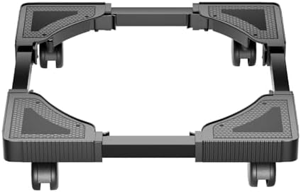 BRANDFLEX Washing Machine Trolley with Wheels & Anti Vibration Grips - Game Adjustable Metal Stand for All Semi or Front or Top Load Washing Machine, Fridge, Dishwasher Stand, etc. (Black Stand)