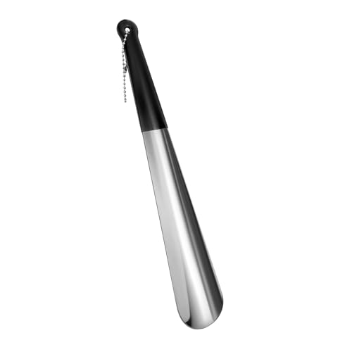 Harniruco Metal Shoe Horn 12 Inch Portable Quality Stainless Steel Shoehorn with Rubber Grip Fashion Shoe Spoon Helper for Travel Home Use