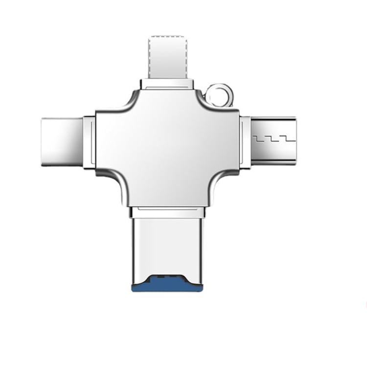 4 in 1 OTG Card Reader Four Ports : Ligh1/ning Type C Micro USB USB Card Reader - Like Iflash, Idisk for 1Ph/one, IP.ad, Micro USB, SDHC Ligh1/ning Flash Drive (NO Memory, Silver) (4 in 1)-picture-12