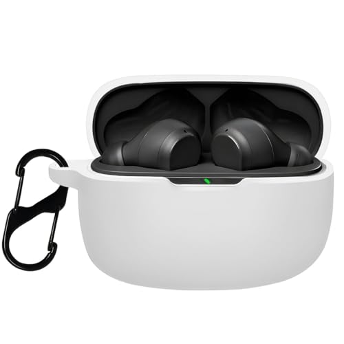 Image of LIRAMARK Silicone Cover Case with Carbiner Compatible with JBL Wave Beam /JBL Vibe Beam (White)