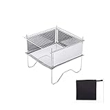 HLLZRY Feuerschalen & Feuerkörbe Tragbare Garten terrasse feuerschale Edelstahl klappbare Campingfeuerstelle Feuerschalengrill für Garten, Terrasse, Camping(Size:24.1×24.1×23cm)