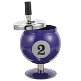 MUCKLILY Cenicero Automático de Metal Azul 2 Tamaño Pequeño Cenicero a Prueba de Viento para Interior Escritorio Oficina Compacto Extinción Automática