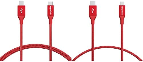 Amazon Basics Double Braided Nylon USB Type-C to Micro-B 2.0 Male Cable | 0.9 m, Dark Grey