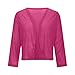 Women's Glitter Sequin Bolero Jacket Mesh 3/4 Sleeve Open Front Cropped Cardigan Formal Shrug for Eveninig Dresses Hot Pink