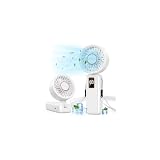 Handheld Fan, 5 Speed & 14H Cooling Time Portable Fan, 6000mAh USB Rechargeable Mini Fan with LED Display, Powerful but Quiet, Foldable Desk Fan, Lanyard for Neck Fan, Personal Fan for Travel/Office