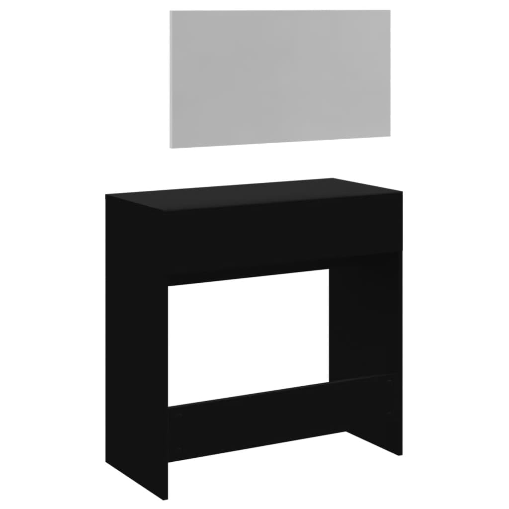 Schminktisch mit Spiegel Schwarz 80x39x80 cm Make-up Tisch Kosmetiktisch Konsole für Schlafzimmer Badezimmer Mit Stauraum und Wandhalterung