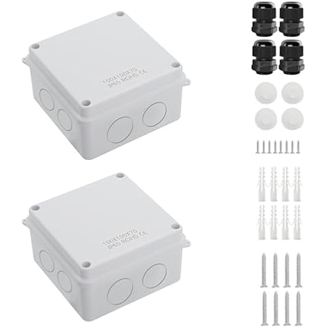 LeMotech Junction Box, Electrical Box IP65 Water Resistant Dustproof ABS Plastic Project Enclosure for Electronics White 3.9 x 3.9 x 2.8 inch (Pack of 2) Cover
