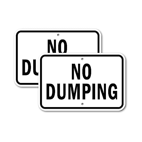 (2 Pack) No Dumping | 12" X 18" Heavy-Gauge Aluminum Sign | Rust Free Aluminum, Weather Resistant, Waterproof, Fade Resistant, 2 Pre-drilled Holes